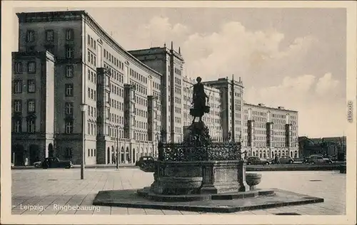 Ansichtskarte Leipzig Ringbauten mit Brunnen 1957