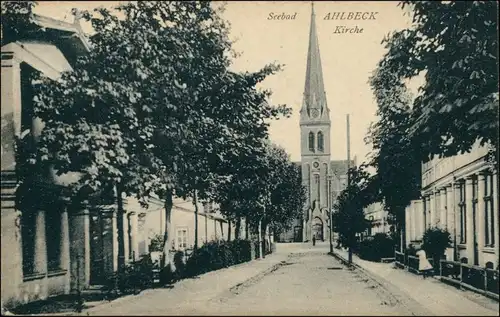 Ansichtskarte Ahlbeck (Usedom) Straßenpartie zur Kirche 1921 