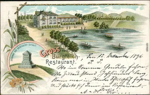 Ansichtskarte Zittau Litho AK - Burgteich Restaurant 1896 