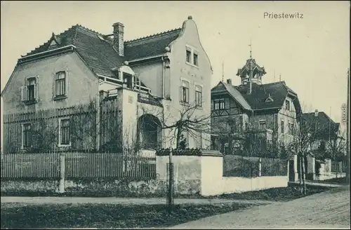 Priestewitz Straße - Villa b Großenhain Ortrand coloriert AK 1912