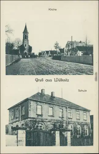 Wülknitz 2 Bild Straße - Kirche, Schule Röderaue Meißen Riesa 1908