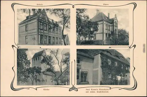 Mannewitz-Liptitz Schule Pfarre Kirche, Fleischerei b Wermsdorf Freiberg 1908