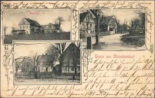 Schönfeld - Weißig-Dresden OT Malschendorf - Gasthof, Wohnhäuser, Straßen 1902 