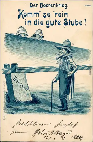 Ansichtskarte Südafrika Transvaal - der Boerenkrieg Scherzkarte 1899 