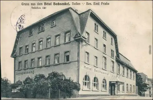 Ansichtskarte Nossen Partie am Hotel Sachsenhof 1913 