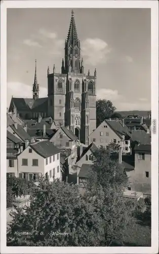 Ansichtskarte Konstanz Blick über die Stadt auf das Münster 1934 