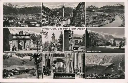 Innsbruck Triumphpforte, Schloß Ambras, Panorama, Hungerburg, Hofkirche 1932