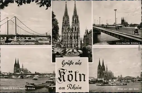 Köln Köln-Mülheimer- und Köln-Deutzer Hängebrücke, Dom 1960