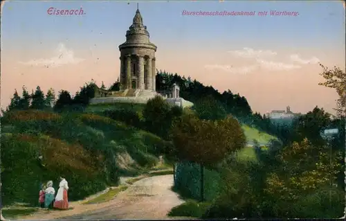 Ansichtskarte Eisenach Burschenschaftsdenkmal mit Wartburg 1915