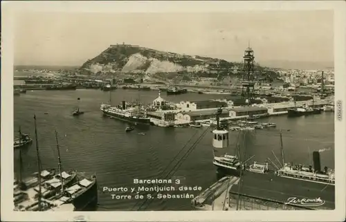 Ansichtskarte Barcelona Hafen mit Dampfern 1922