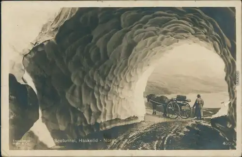Stavanger Snetunnel Haukelid/Gletschertunnel - Pferdegespann 1914 