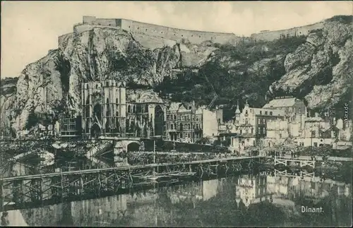 Dinant Dinant Ansichten Erster Weltkrieg - zerstörte Brücke und Kathedrale 1916