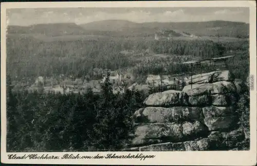 Ansichtskarte Elend (Harz) Blick von den Schnarcherklippen 1955