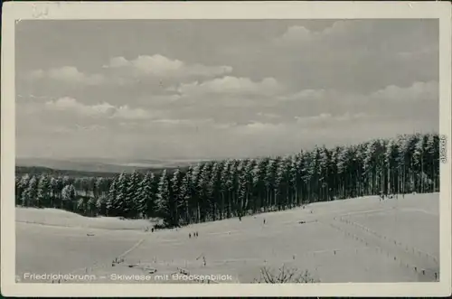 Ansichtskarte Friedrichsbrunn Skiwiese mit Brockenblick 1958