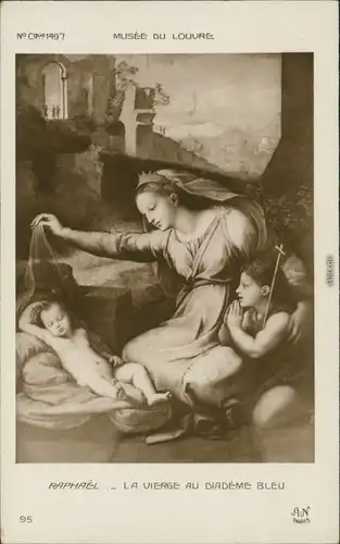 Ansichtskarte  Raphael (Raffael) - La Vierge au Diademe Bleu 1920