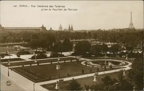 Paris Panorama-Ansicht - Vue Generale des Tuileries prise du Pavillon  1925