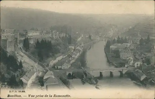 Ansichtskarte Beulen Bouillon Panorama-Ansicht mit Brücke und Festung 1913