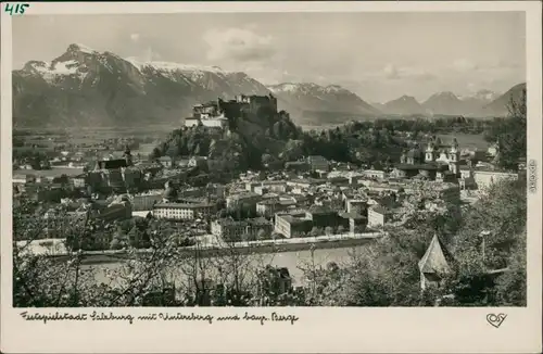 Ansichtskarte Salzburg Panorama-Ansicht mit Untersberg und Bergmassiv 1930