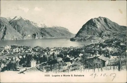 Ansichtskarte Lugano Panorama-Ansicht mit Monte S. Salvatore 1907