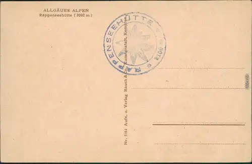Ansichtskarte Oberstdorf (Allgäu) Rappenseehütte (2092 m) 1928