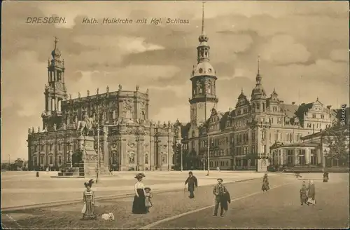 Innere Altstadt-Dresden Hofkirche - Fotomontage Menschen 1913