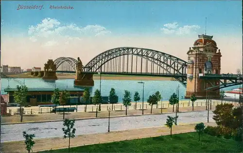 Ansichtskarte Düsseldorf Rheinbrücke 1910