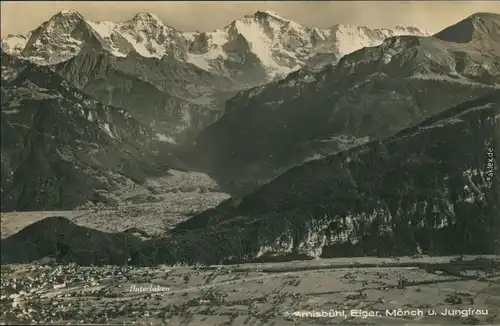 Ansichtskarte Interlaken Luftbild vom Ort und den Bergmassiv 1929
