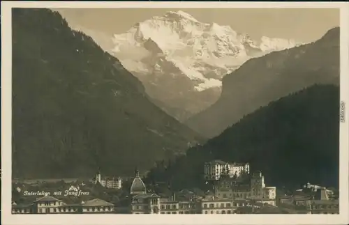 Ansichtskarte Interlaken Panorama-Ansicht mit Jungfrau 1929