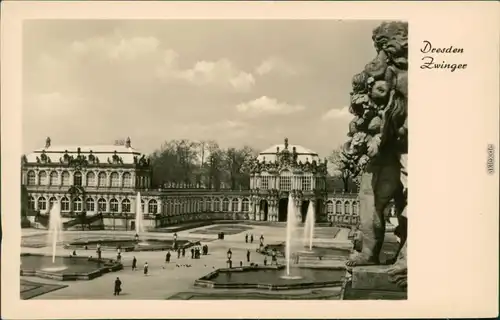 Ansichtskarte Innere Altstadt-Dresden Dresdner Zwinger mit Springbrunnen 1957