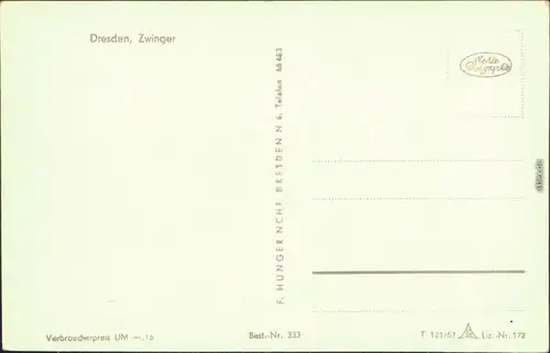 Ansichtskarte Innere Altstadt-Dresden Dresdner Zwinger mit Springbrunnen 1957