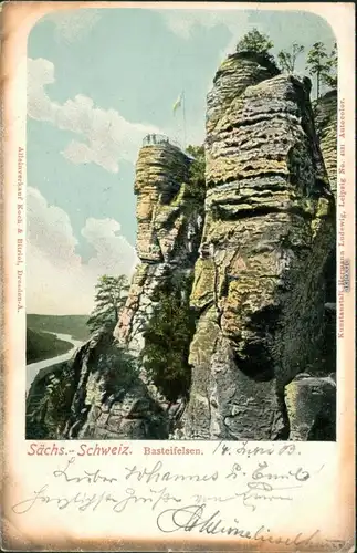 Ansichtskarte Rathen Basteifelsen (Sächsische Schweiz) 1903