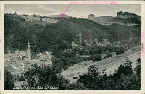 Ansichtskarte Bad Schandau Panorama-Ansicht mit Fernblick 1950