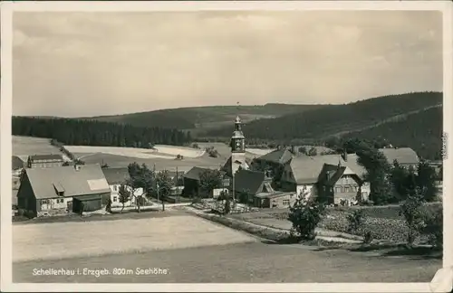 Schellerhau-Altenberg (Erzgebirge) Panorama-Ansicht mit Kirche 1936