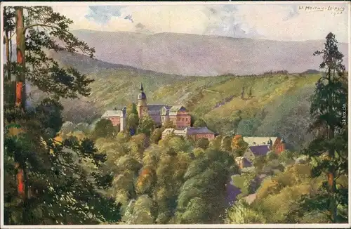 Ansichtskarte Schwarzburg Schloss Schwarzburg - Aquarell von W. Hartwig 1923