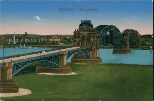 Ansichtskarte Düsseldorf Rheinbrücke 1915