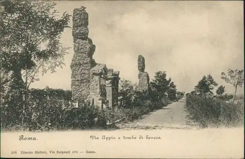 Ansichtskarte Rom Roma Via Appia e Tomba di Seneca 1909