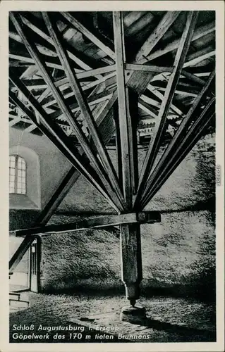 Augustusburg Schloss Augustusburg - Göpelwerk des 170 m tiefen Brunnens 1956