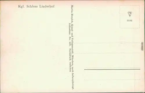 Ansichtskarte Linderhof-Ettal Schloss Linderhof mit Brunnen 1914