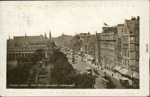 Edinburg Dùn Èideann Princes Street from Scott Monument (Looking West) 1929