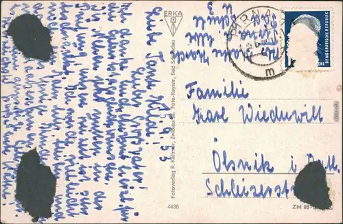 Ansichtskarte Postelwitz-Bad Schandau Straße, Sieben-Brüder-Häuser 1953