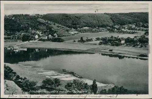 Ansichtskarte Diesbar (Elbe)-Nünchritz (Elbe) Blick auf den Ort 1939