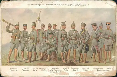 Uniformen feldgrauen Uniformen der deutschen Armee (XII. u. XIX. A.Korps) 1905