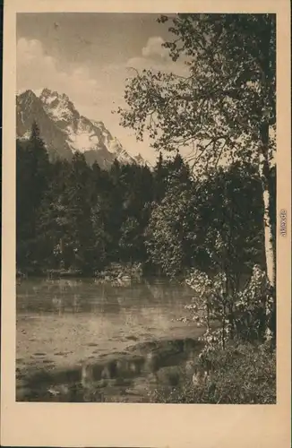Ansichtskarte Grainau Badersee mit Zugspitze 1928