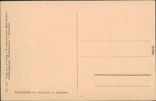 Ansichtskarte Grainau Badersee mit Zugspitze 1928