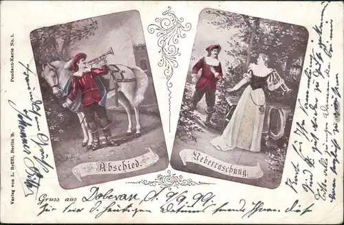  Glückwunsch / Grusskarten: Allgemein - Abschied - Überraschung 1899