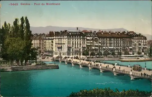 Ansichtskarte Genf Genève Montblanc-Brücke 1914