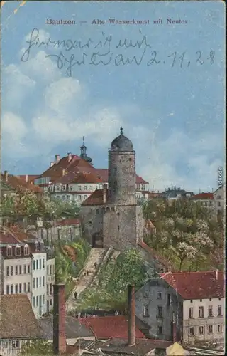 Ansichtskarte Bautzen Budyšin Alte Wasserkunst mit Neutor 1928
