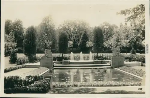 Ansichtskarte Bern Rosengarten - Teichanlagen mit Fontänen 1932