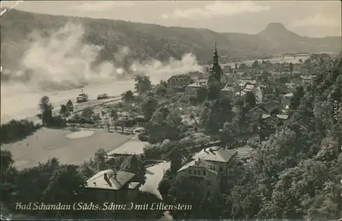 Ansichtskarte Bad Schandau Panorama-Ansicht - Kirche 1956