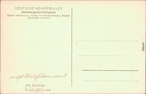 Ansichtskarte Berchtesgaden Obersee - Die Salletalpe 1929